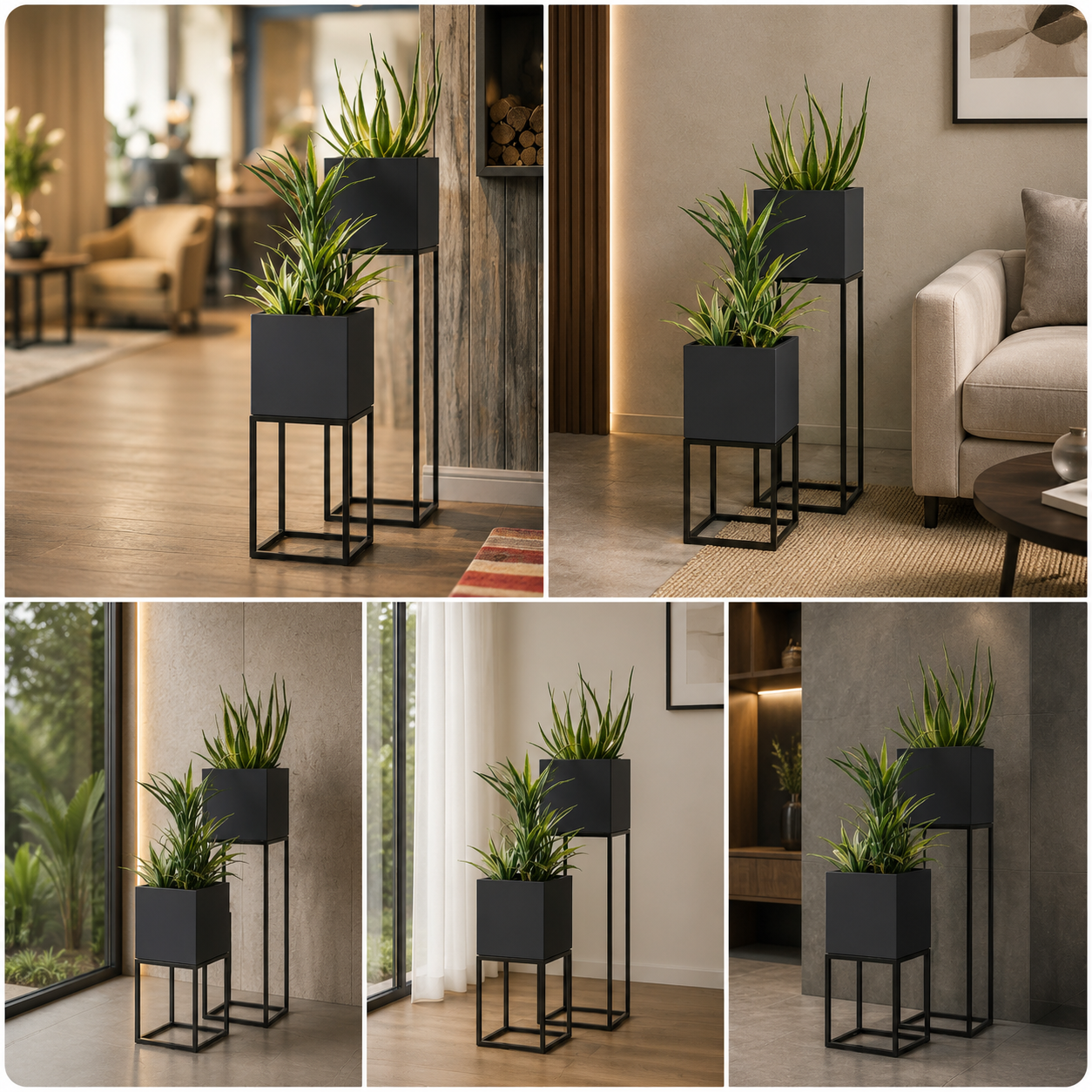 Decorative plant stand planters for contemporary living room interiors