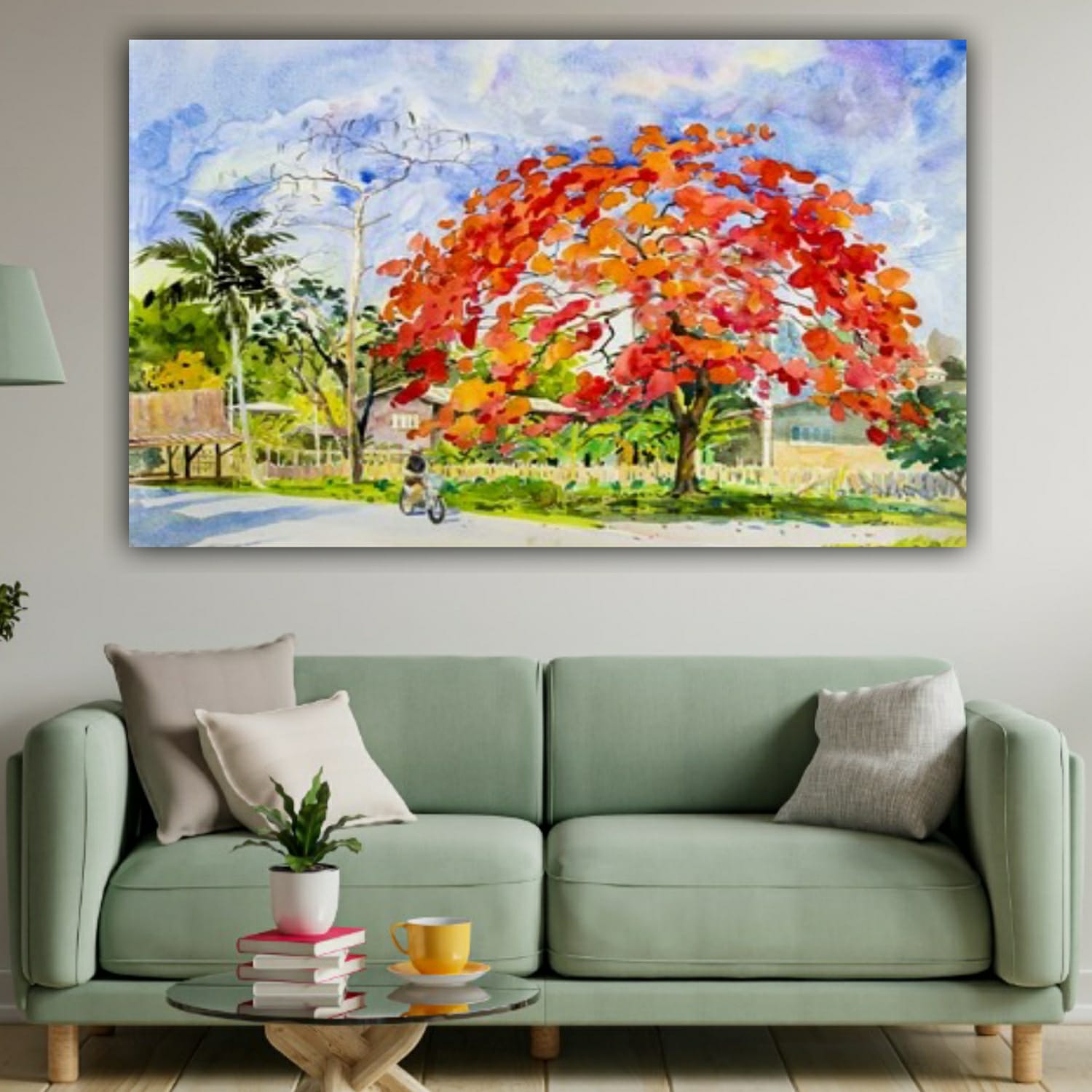 Canvas Painting Flower Tree with Frame for Living Room Wall Decors