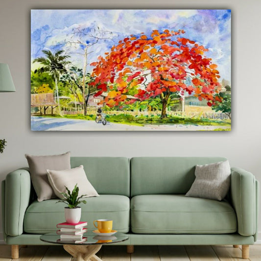 Canvas Painting Flower Tree with Frame for Living Room Wall Decors