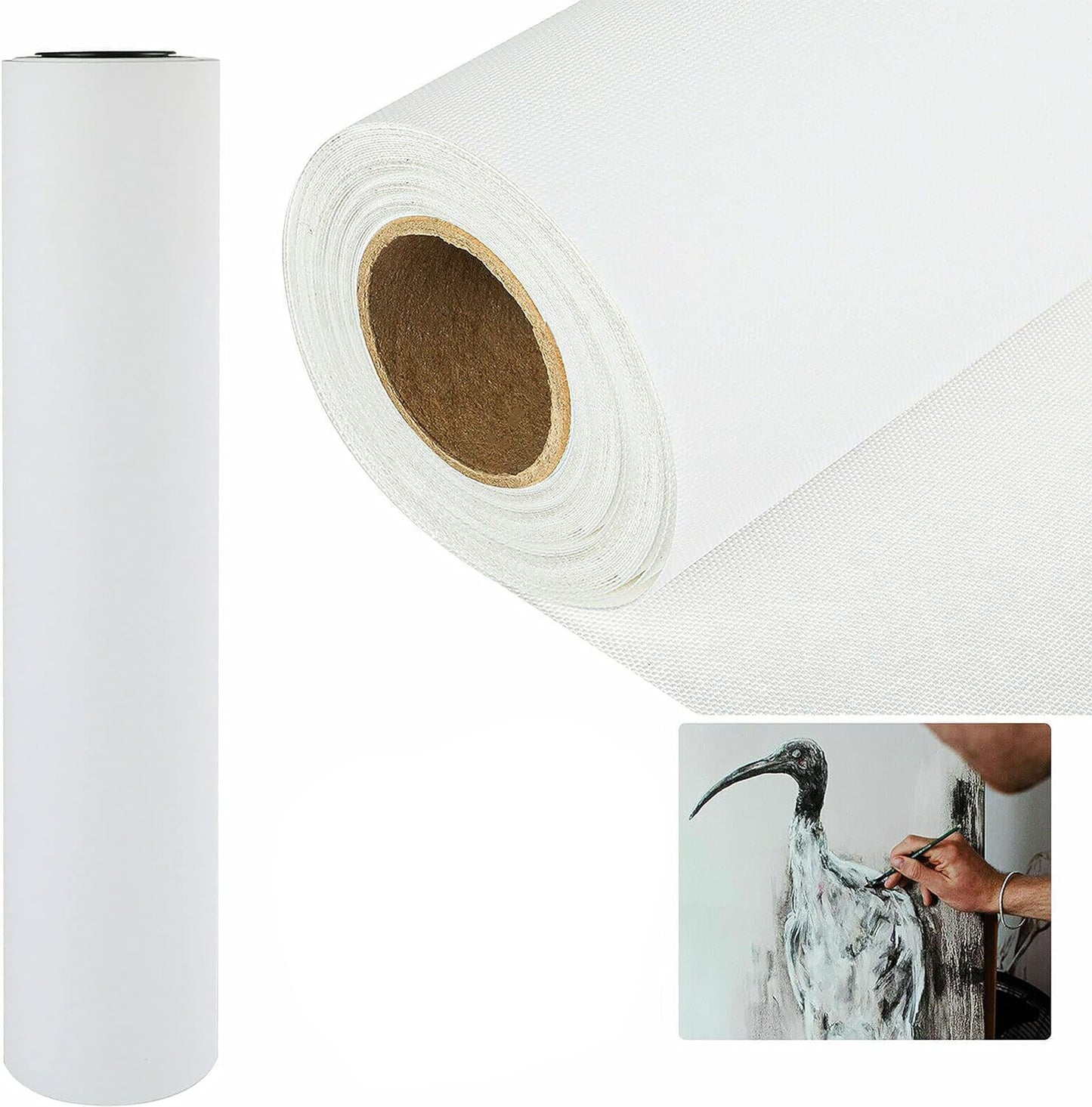 Primed painting canvas roll, ideal for painting, drawing, and sketching. Versatile art accessory made from durable material, suitable for oil, acrylic, and watercolor mediums.
