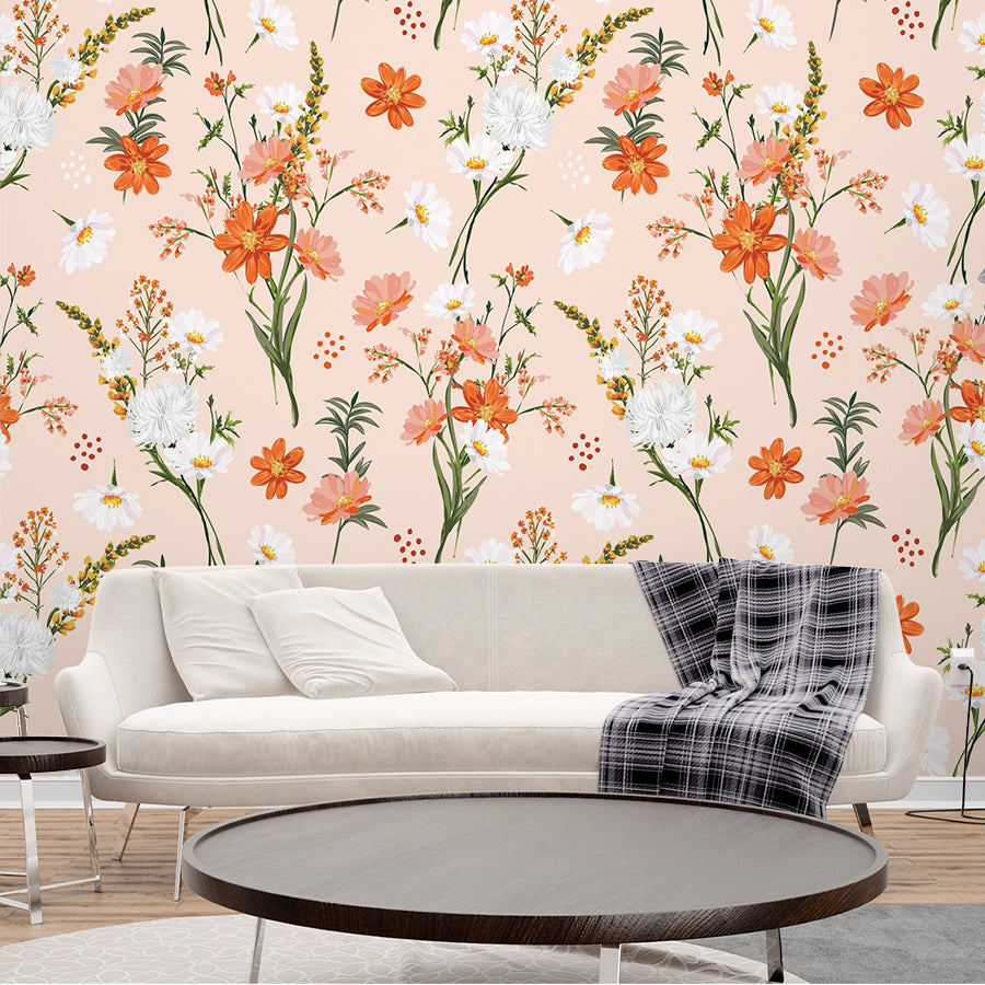 Premium Floral Artful Wallpaper for Living Room