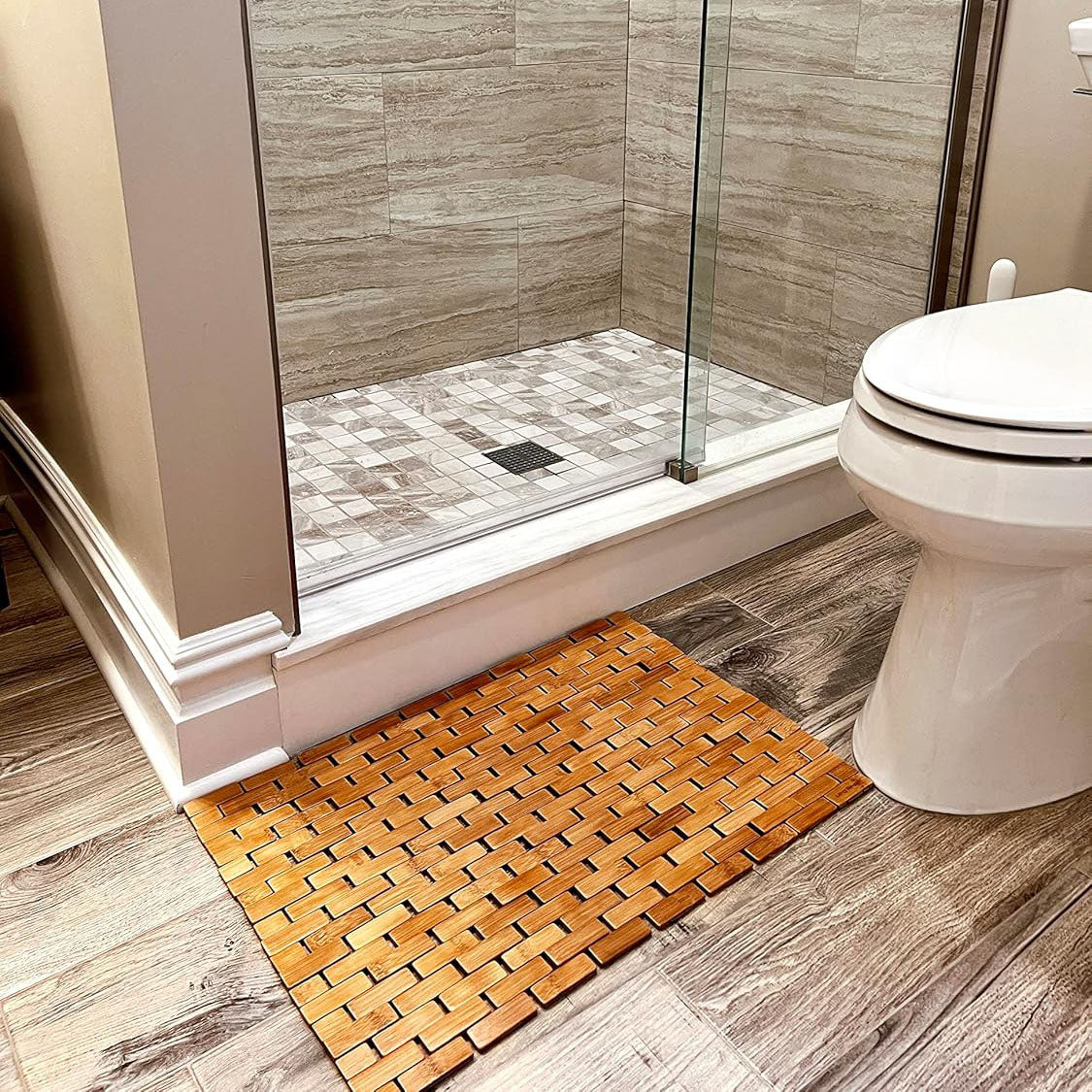 Premium Bamboo Shower Mat – Non-Slip Design for Bathroom