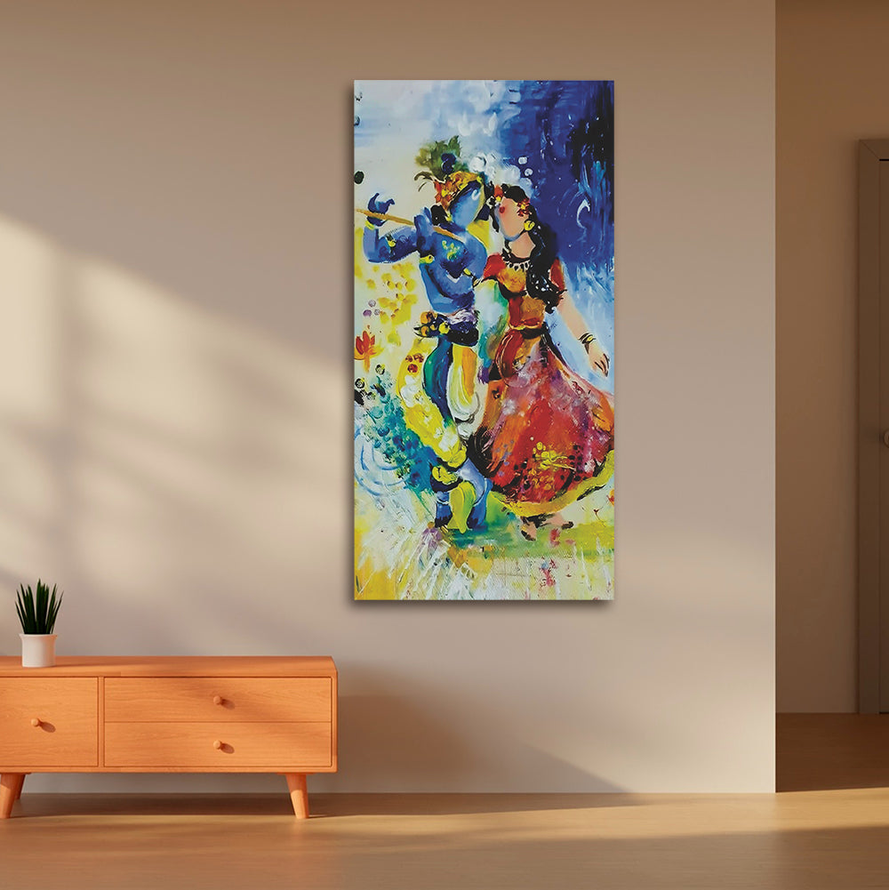 Radha Krishna Musical Harmony Hand painted for Living Room Decor