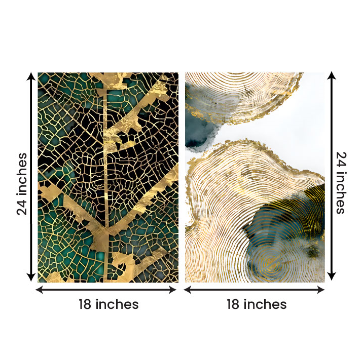 Abstract Gold Texture Canvas Painting Wall Art – Large Size Frame (18 x 24 Inches Each Part)