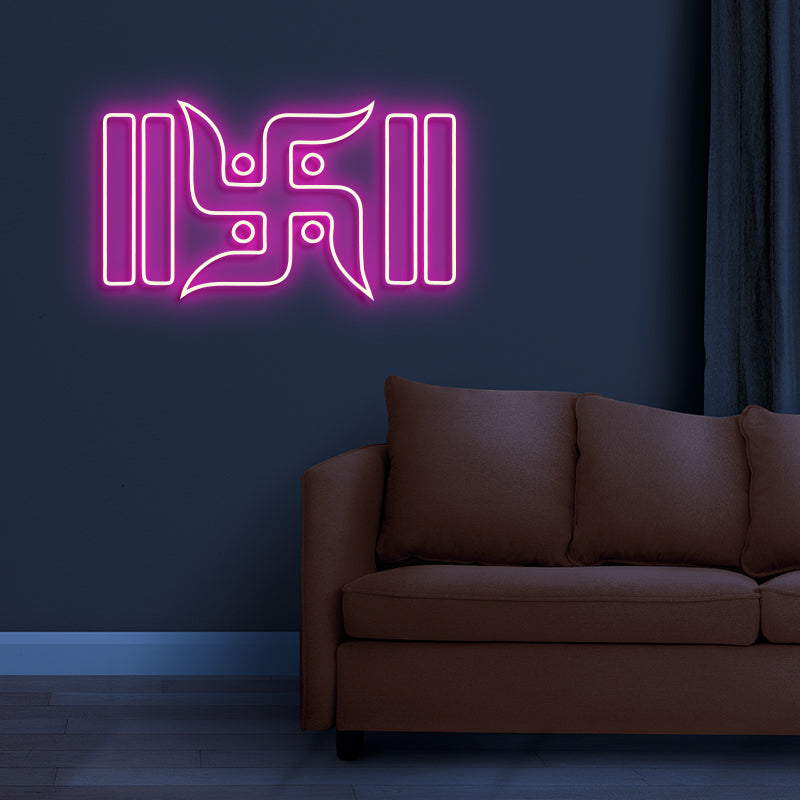 Swastik Subh Labh Led Neon Light Sign for Wall Decor