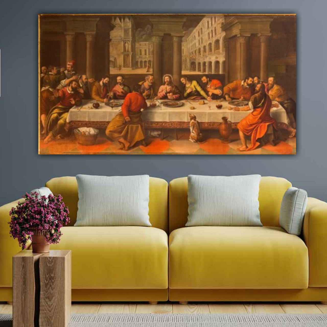 The Last Supper of Jesus Ancient Canvas Painting wall Frame