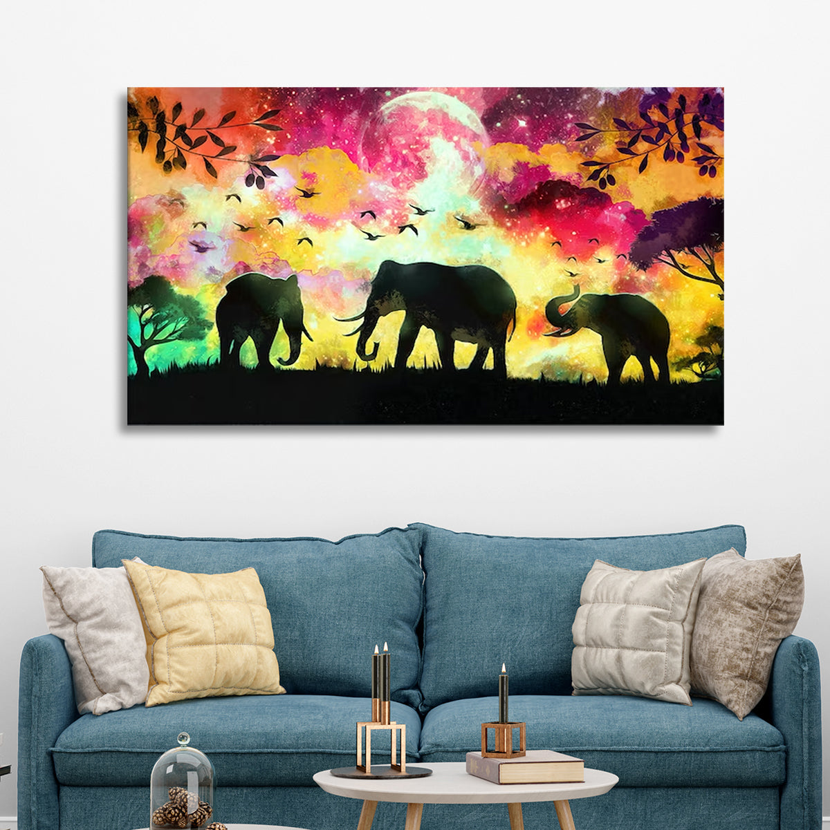 Thee Elephant Painting for Living Decor