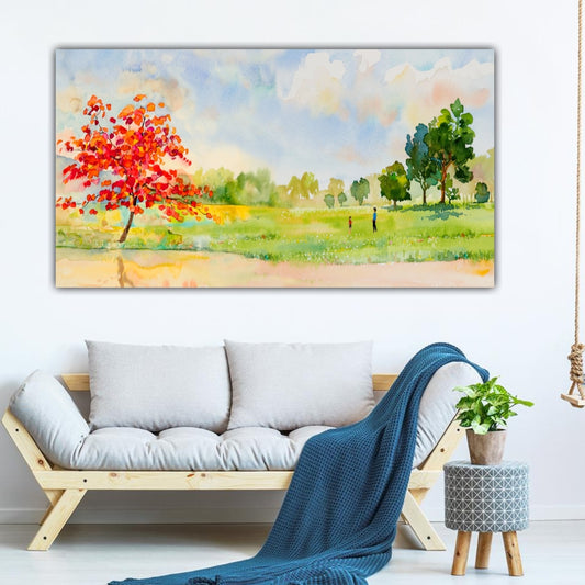Canvas Painting Field Landscape Wall Painting Frame