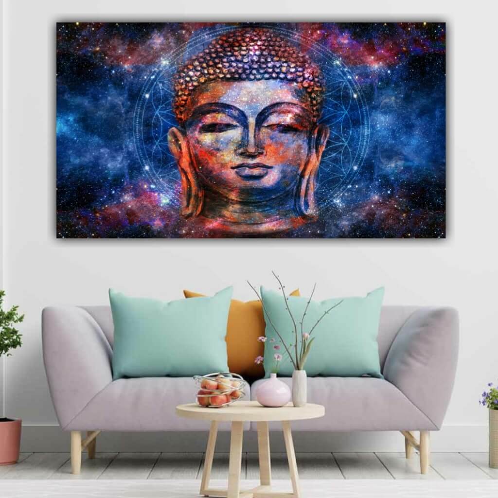 Meditating Lord Buddha Canvas Painting for Wall Decor (Framed)