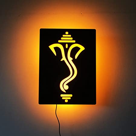 Lord Ganesha Led Acrylic Wall Decor for Living Room (12x18 In)