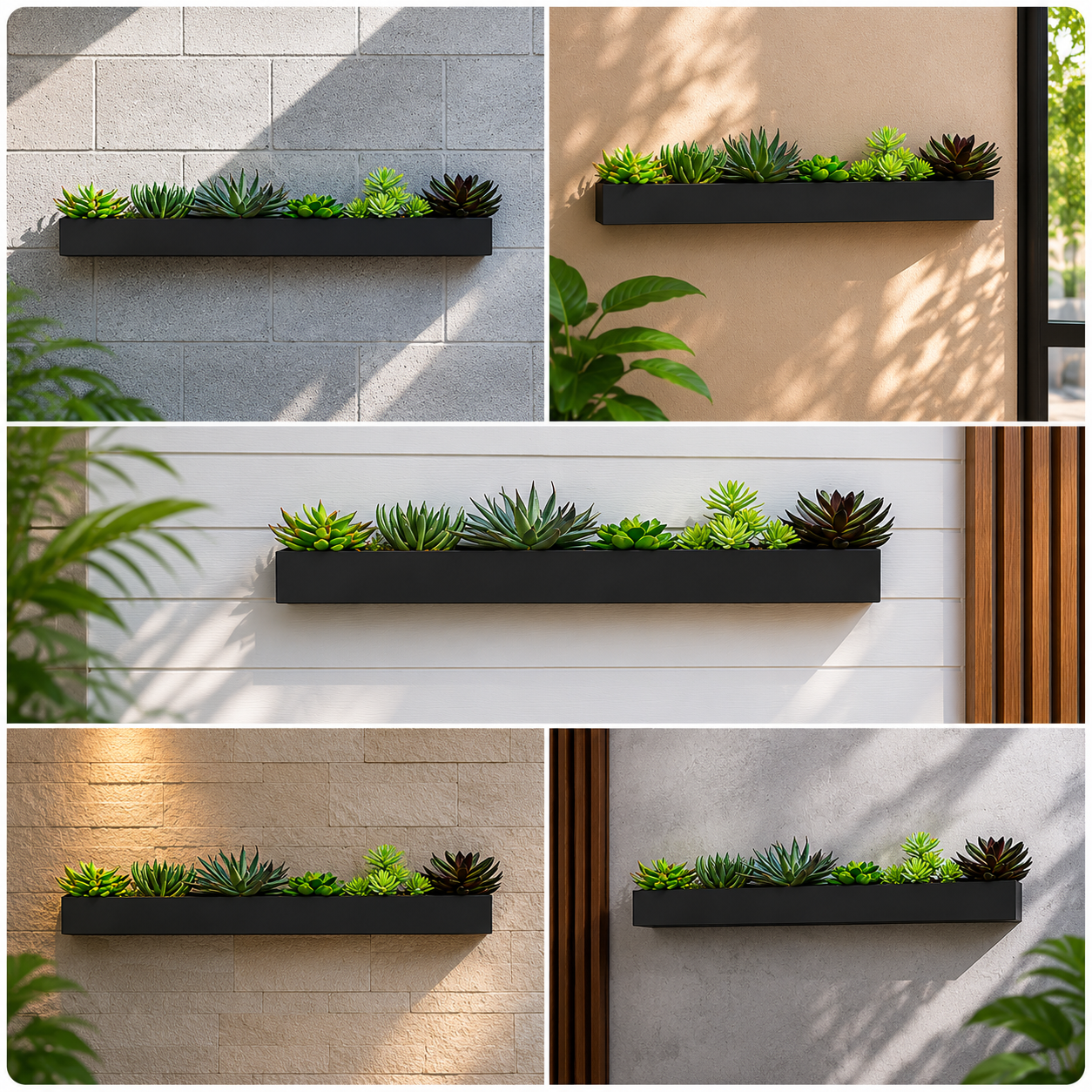 Luxury rectangular wall planter with succulents for minimalist spaces