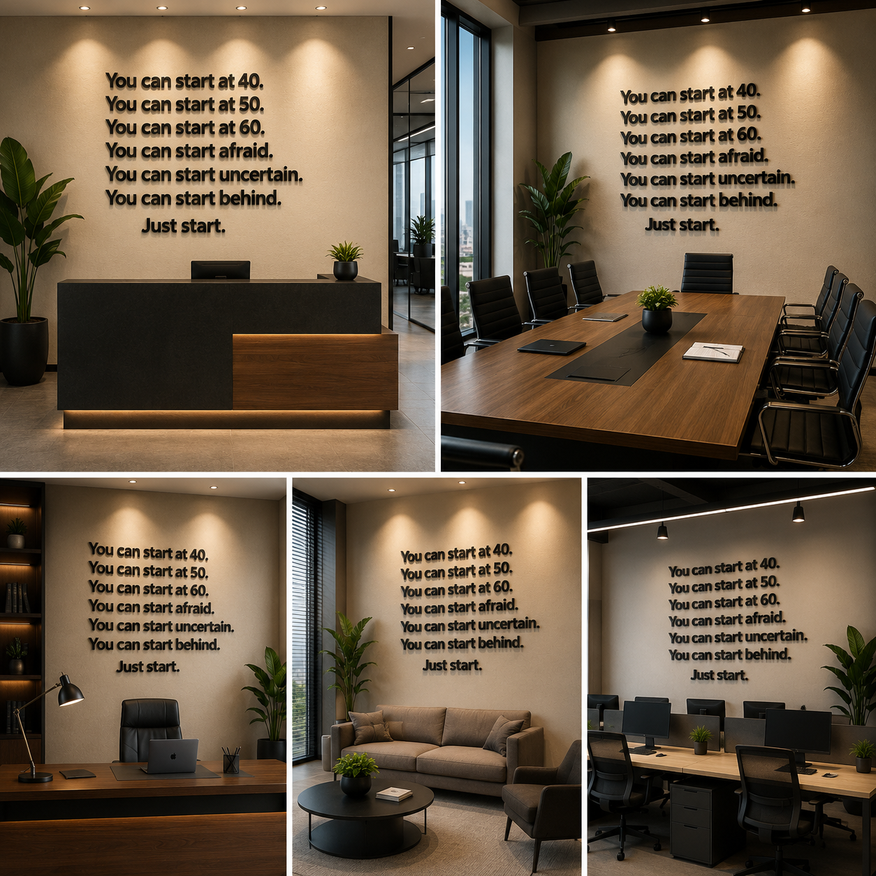 Just Start Motivational Wall Sign – Inspirational Office Typography Decor | Growth Mindset Wall Art