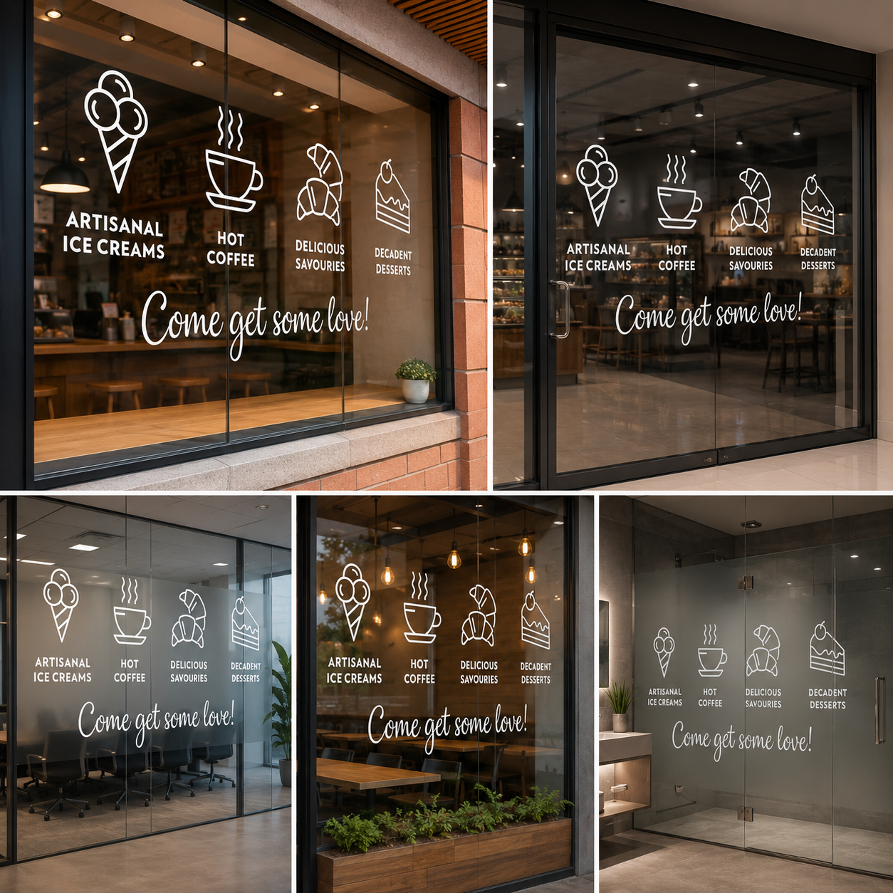 Coffee Menu Icons Vinyl Glass Sticker Set for Cafe Window Branding & Coffee Shop Menu Display