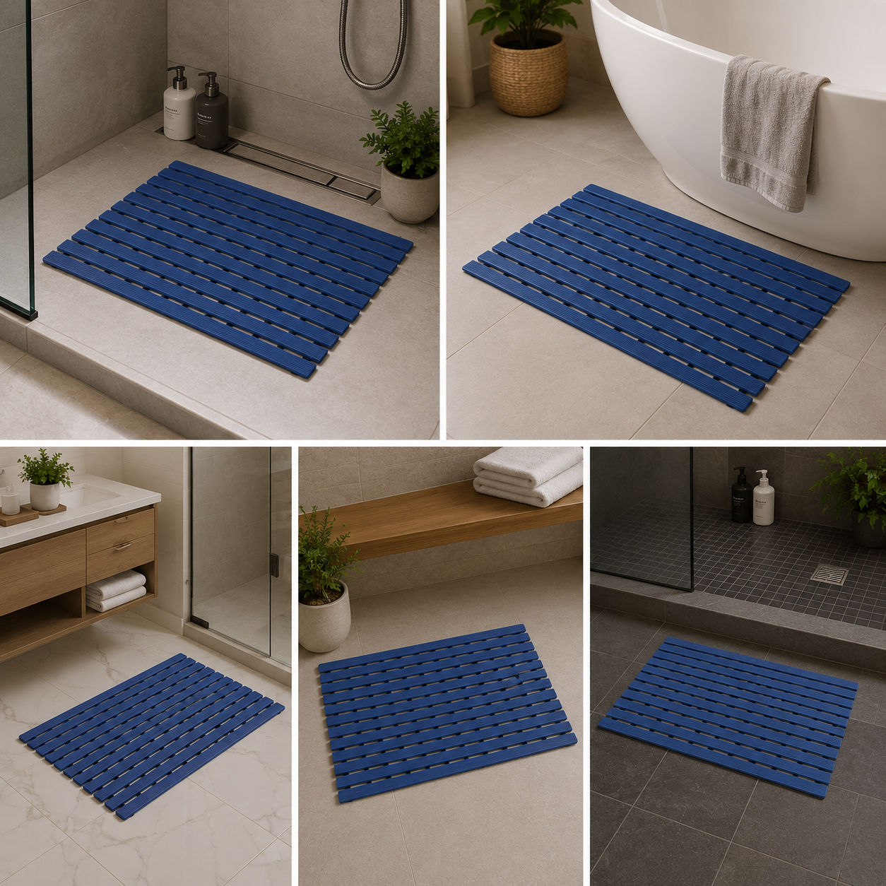 Non-Slip Shower Mat for Bathrooms, Laundry Room (60 cm By 46 Cm) (Blue)