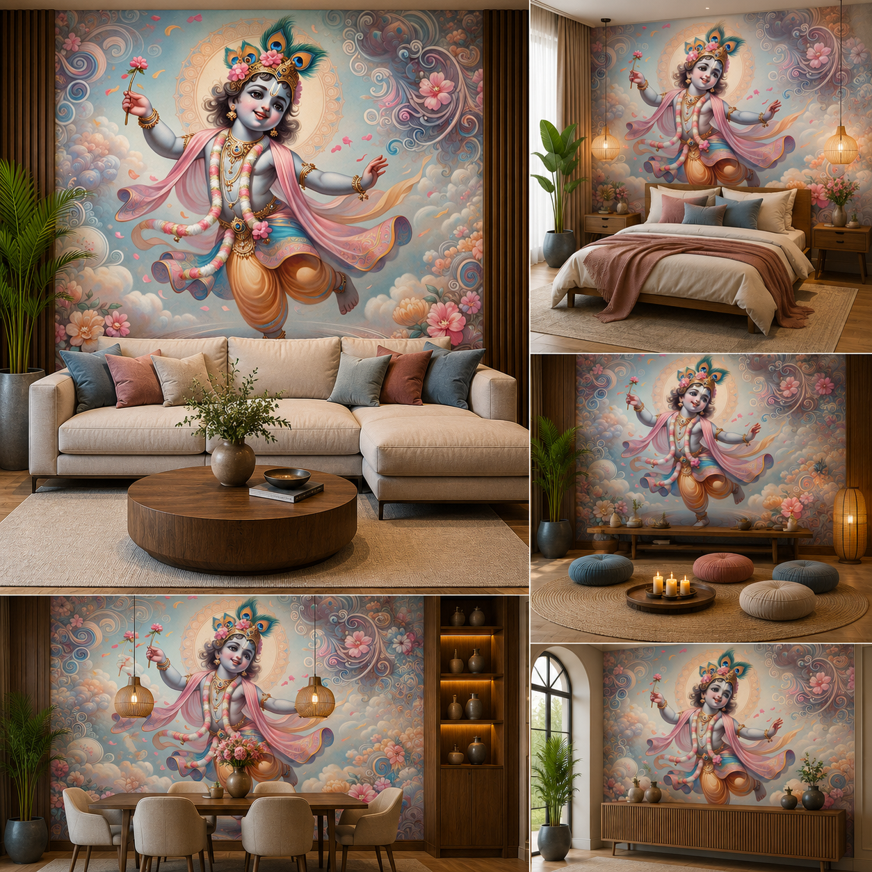 Lord Krishna Wallpaper | Peel & Stick Premium Wallpaper