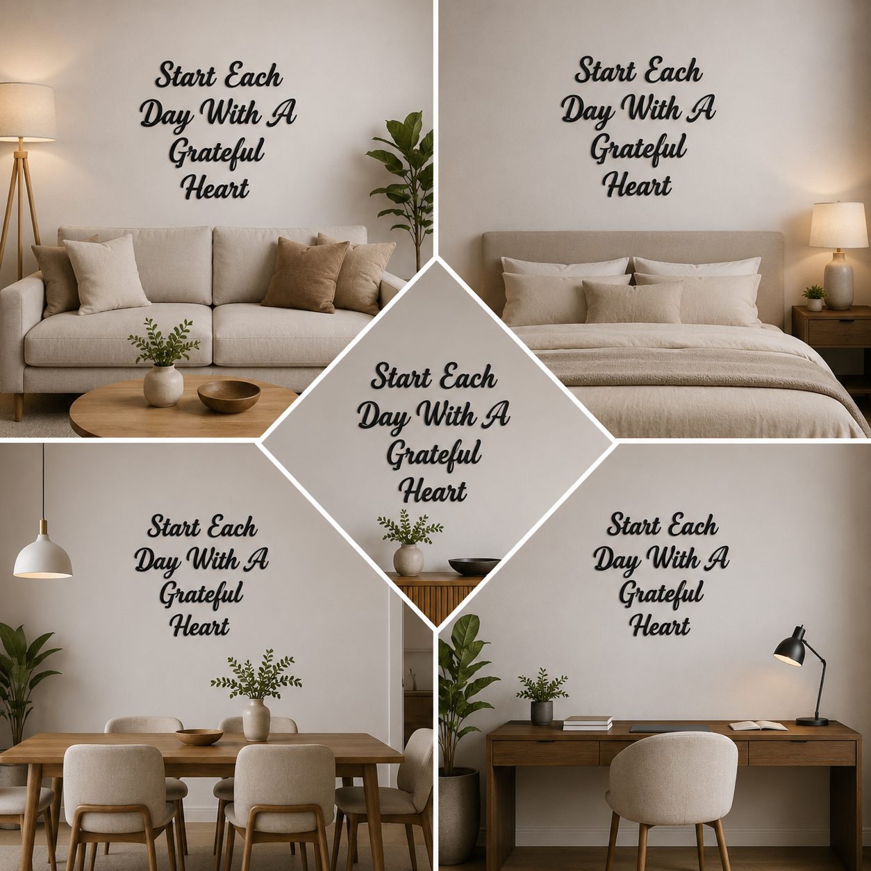 Start Each day With 3D Quote Black Wall Decor (24x24 In)