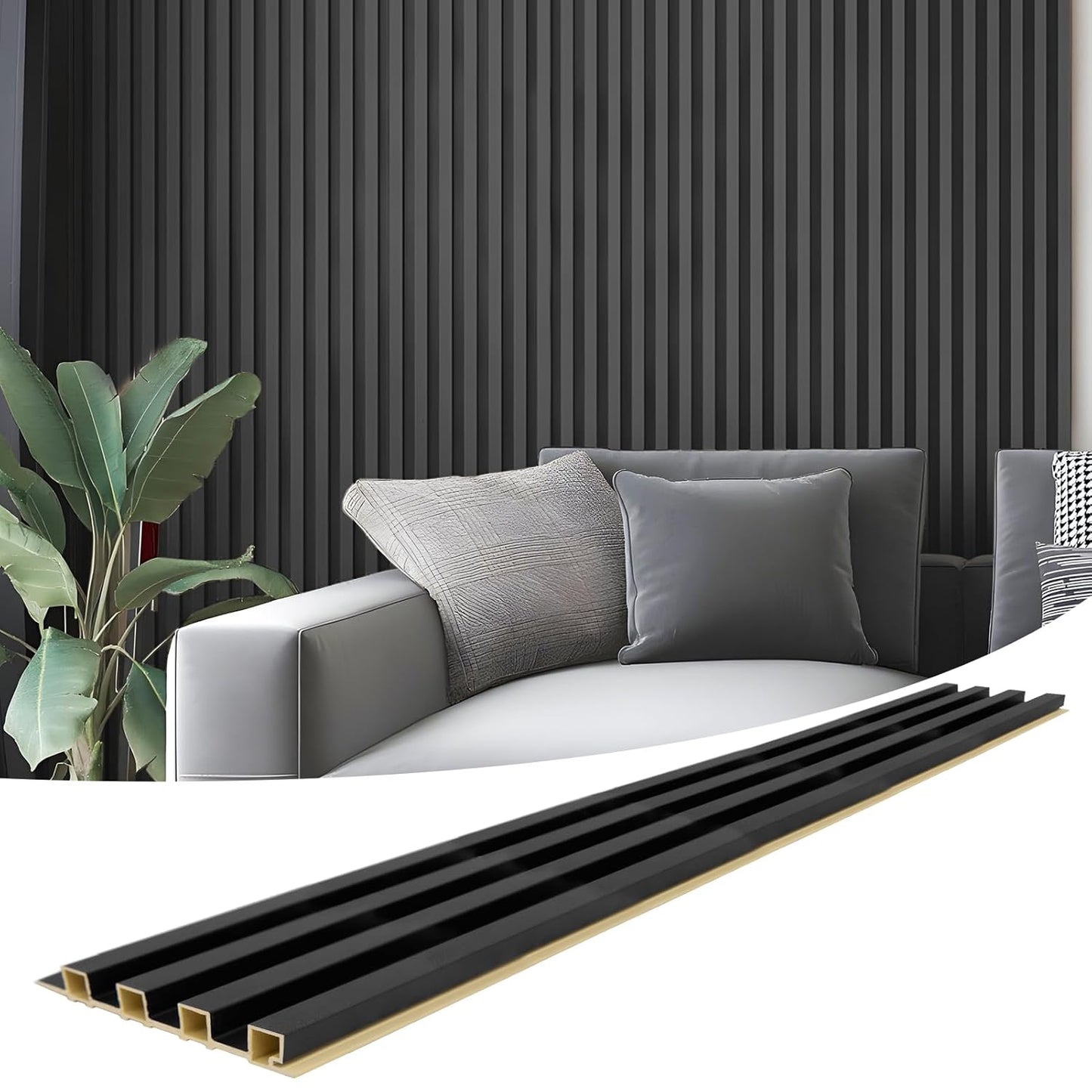 The Seven Colours WPC Wall Panel For Living Room Wall Decor | Interior Design | Interior Decoration | WPC Louvers (8.5 x 110 Inches) (Color- Black)
