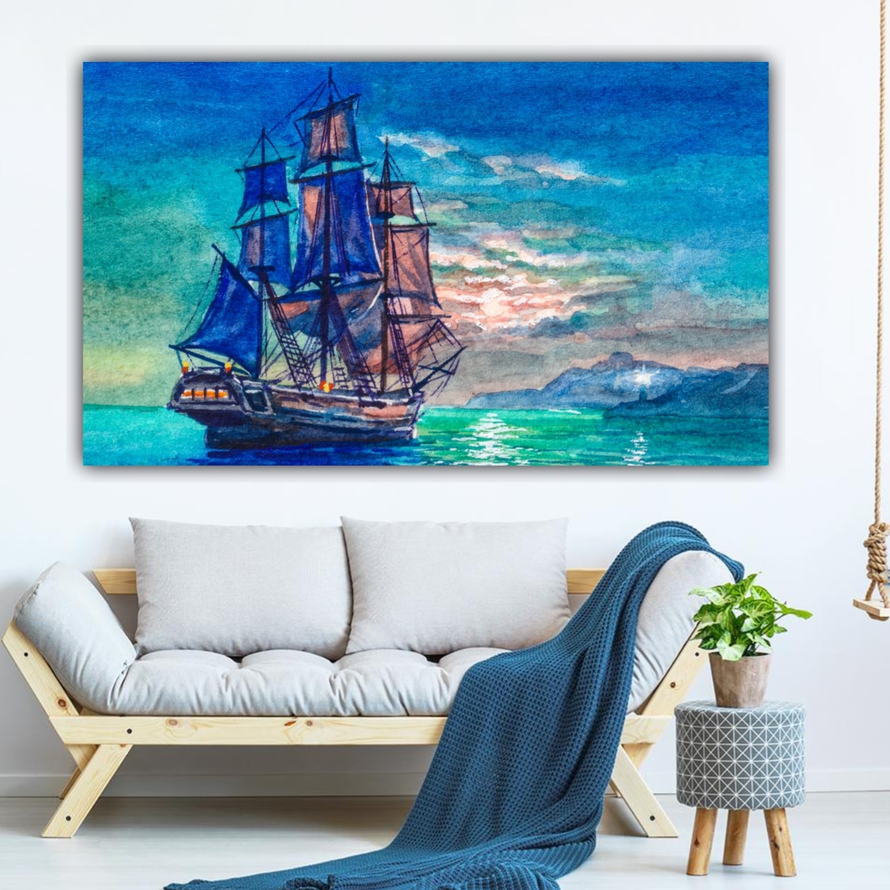 Canvas Painting A Sailing Ship Landscape Wall Painting Frame