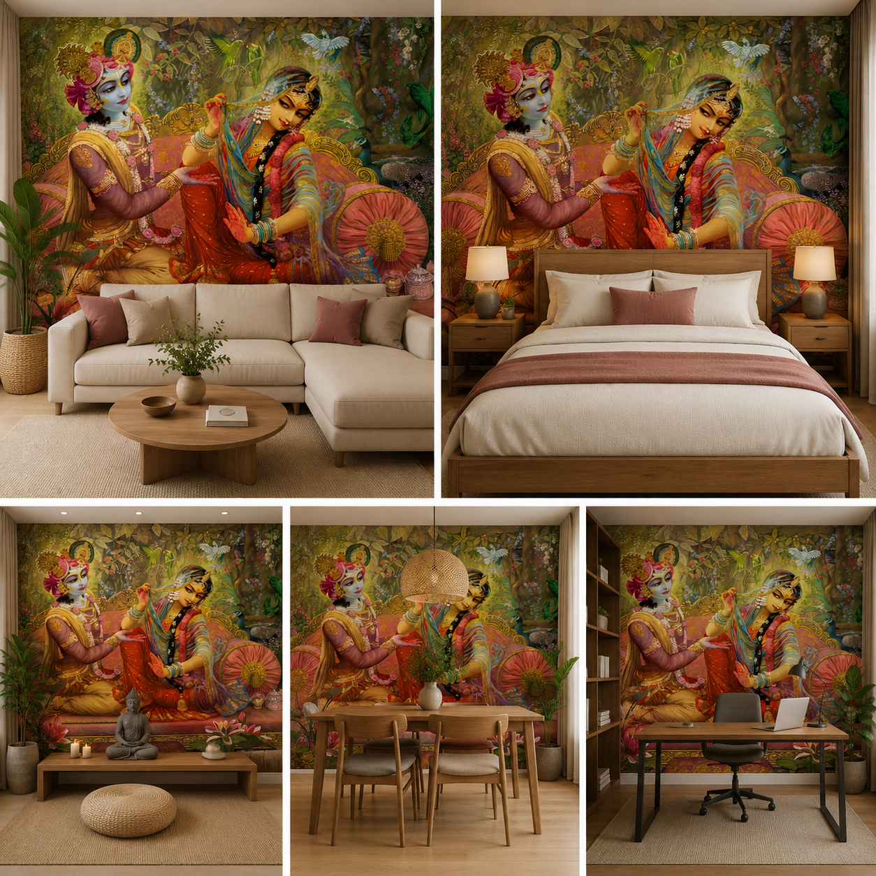 Radha Krishna Hd Self Adhesive Wallpaper for Home