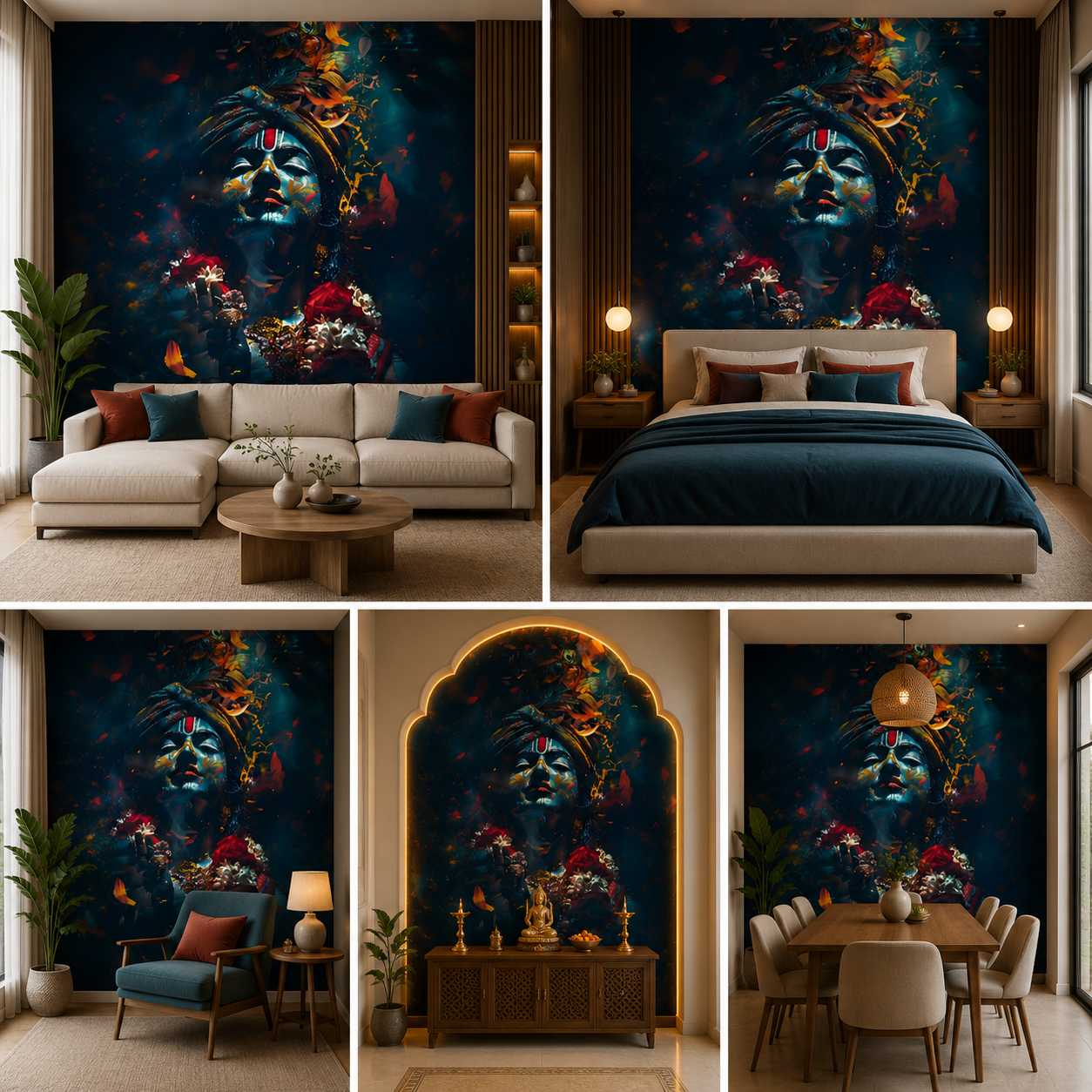 Lord Krishna Wallpaper | Peel & Stick Premium Wallpaper