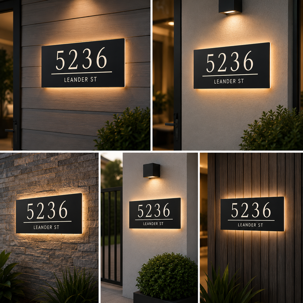 Premium LED Backlit Acrylic House Number Address Sign Board for Modern Home Exteriors