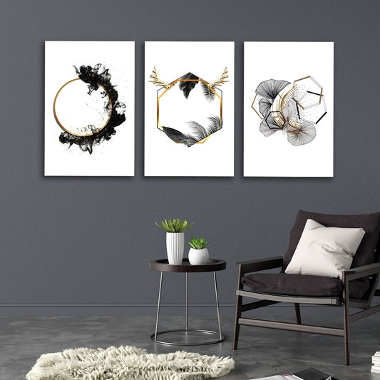 Canvas Painting Abstract Wall Art Frame for Living Room Wall Decoration | Canvas Painting | Abstract modern Wall Art | Set of 3 ( 12 by 18 Inches Each)