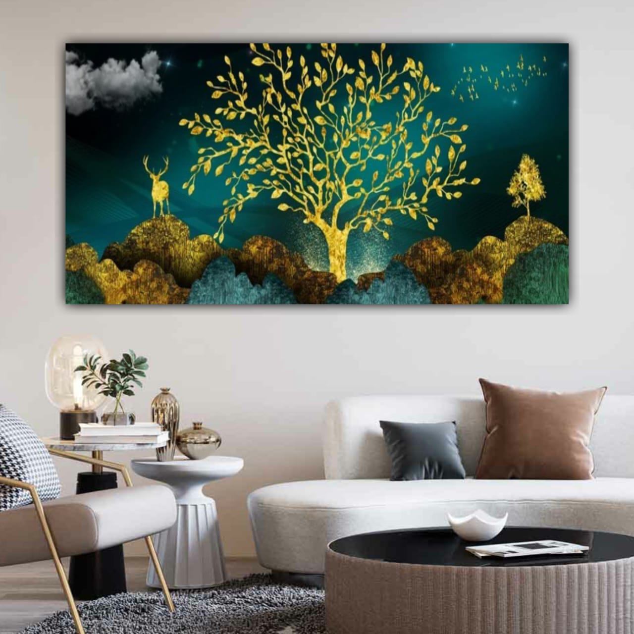 3d_deer_on_mountain_wall_frame_for_living_room_decoration