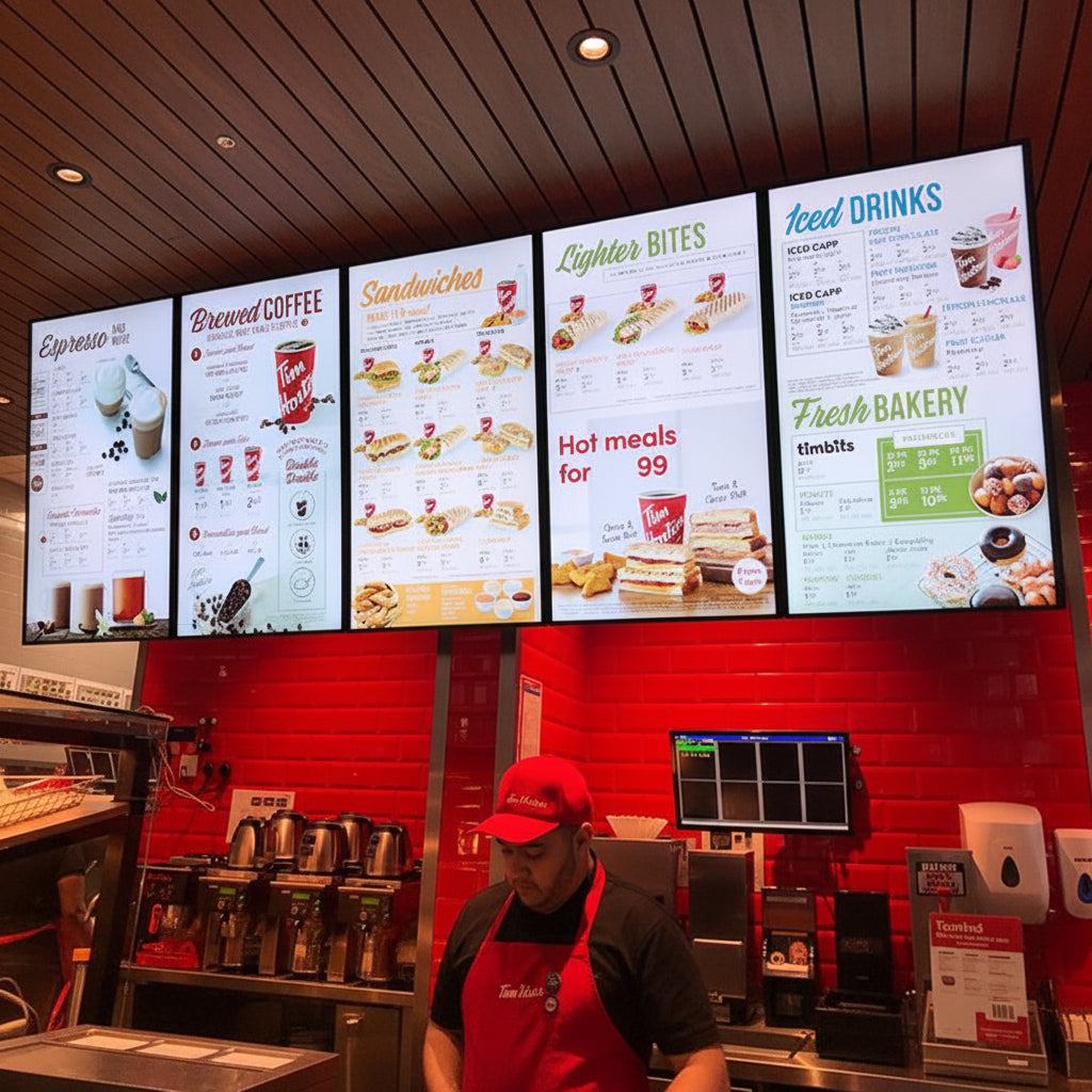 LED Menu Board Display System for QSR | Backlit Multi Panel Restaurant Menu Signage for Café & Food Chains