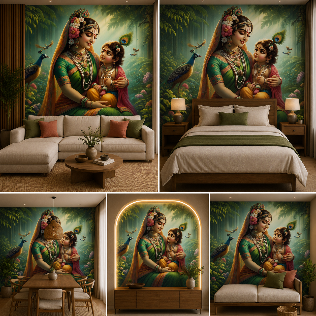 Yashodha Maa With Krishna Wallpaper | Peel & Stick Premium Wallpaper
