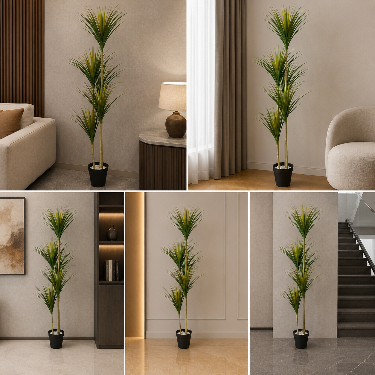 Artificial plants Green Faux Ponytail Palm Potted Indoor Artificial Plants 175 cm