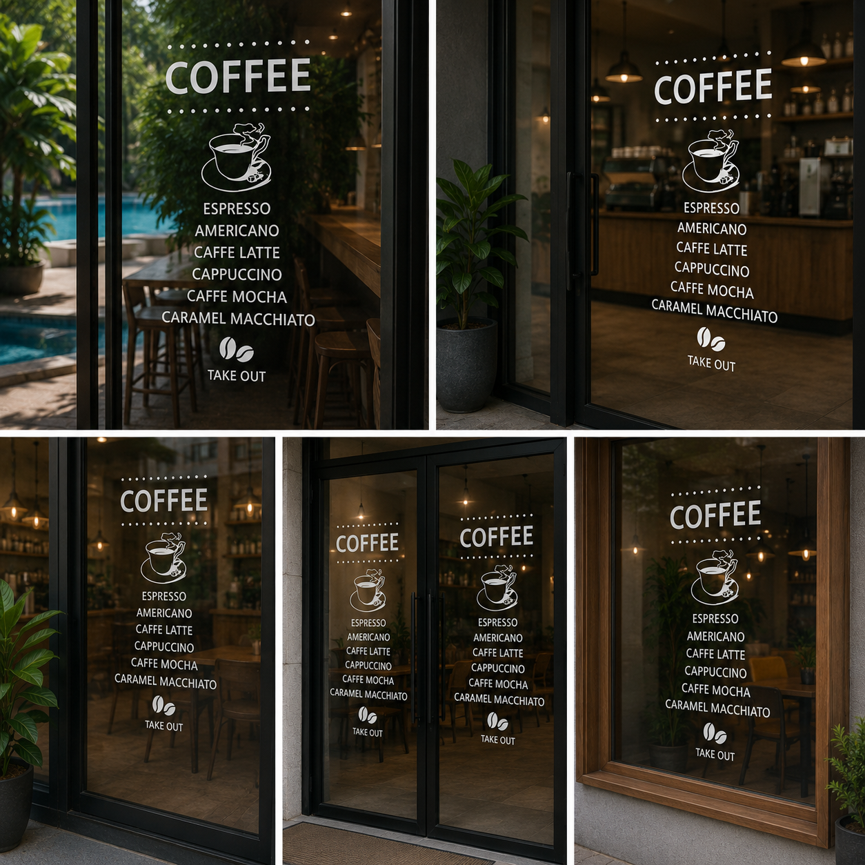 Coffee Menu Vinyl Glass Sticker for Cafe Window Branding & Coffee Shop Menu Display Decal