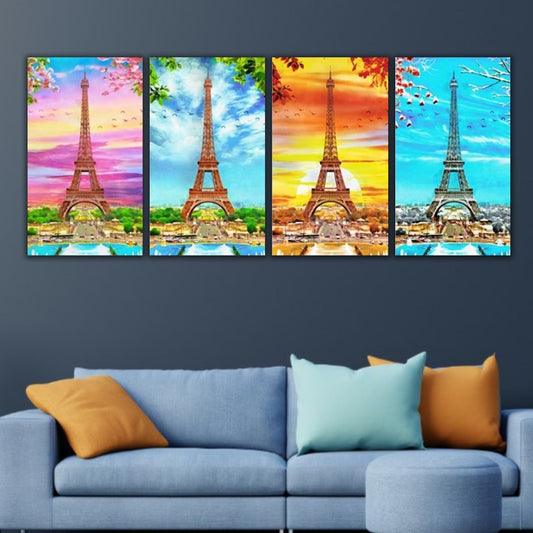 Canvas Painting Frame for Living Room Wall Decoration | Eiffel Tower in all Season