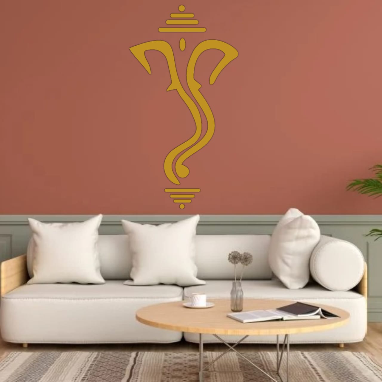 ganesha face wall decal for decoration 3D Golden Mantra Wall Decor for Living Room Sanskrit Mantra Decor Acrylic self adhesive