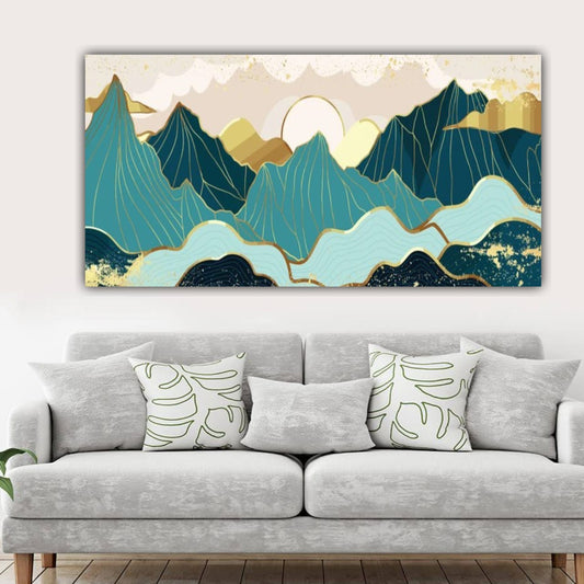 3D Canvas Painting Mountain Range Wall Frame for Living Room Wall Decoration