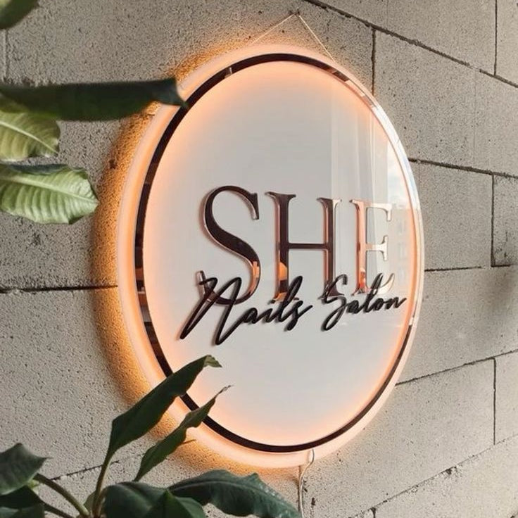 illuminated LED house name board with backlit text for door and exterior wall display