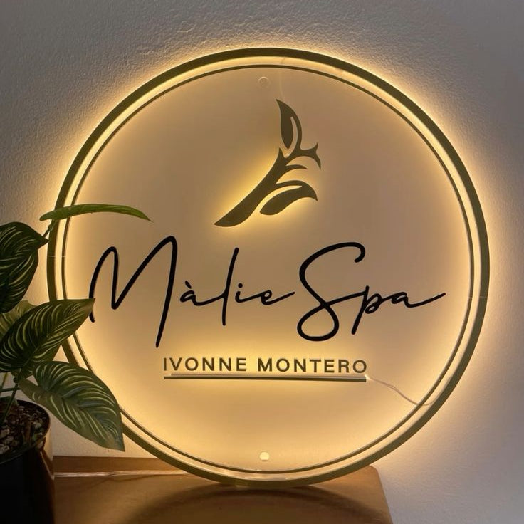 illuminated LED villa name plate with house number and street name for exterior entrance