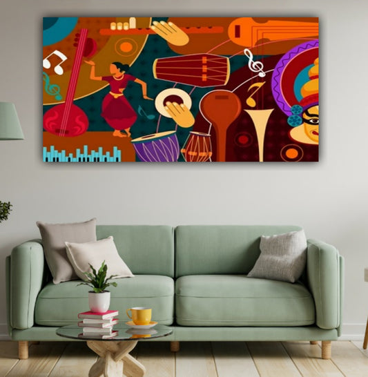 Beautiful Canvas Painting A Musical Collage Wall Painting Frame for Living Room Decoration