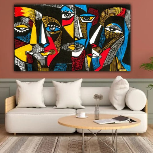 Different Shades of Face Canvas Painting Wall Frame