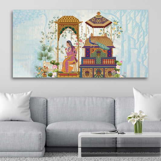 Madhubani Canvas Painting Wall Frame for Living Room Wall Decoration A Queen March