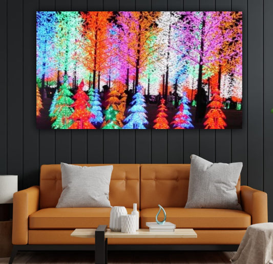 Canvas Painting Beautiful Colourful Trees Forest Landscape Wall Painting Frame