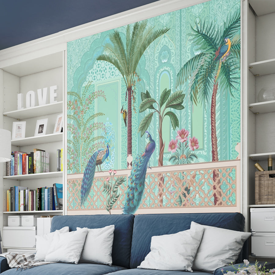 mughal peacocks 370 gsm Wallpaper Self Adhesive Mural Wallpaper Customized Wallpaper tiles