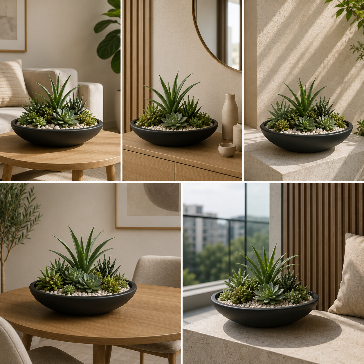 Modern Black Bowl Planter for Luxury Indoor & Outdoor Decor