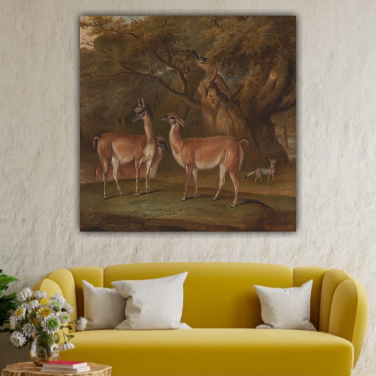 Beautiful Canvas Painting with Frame for Wall Decoration A Deer Couple