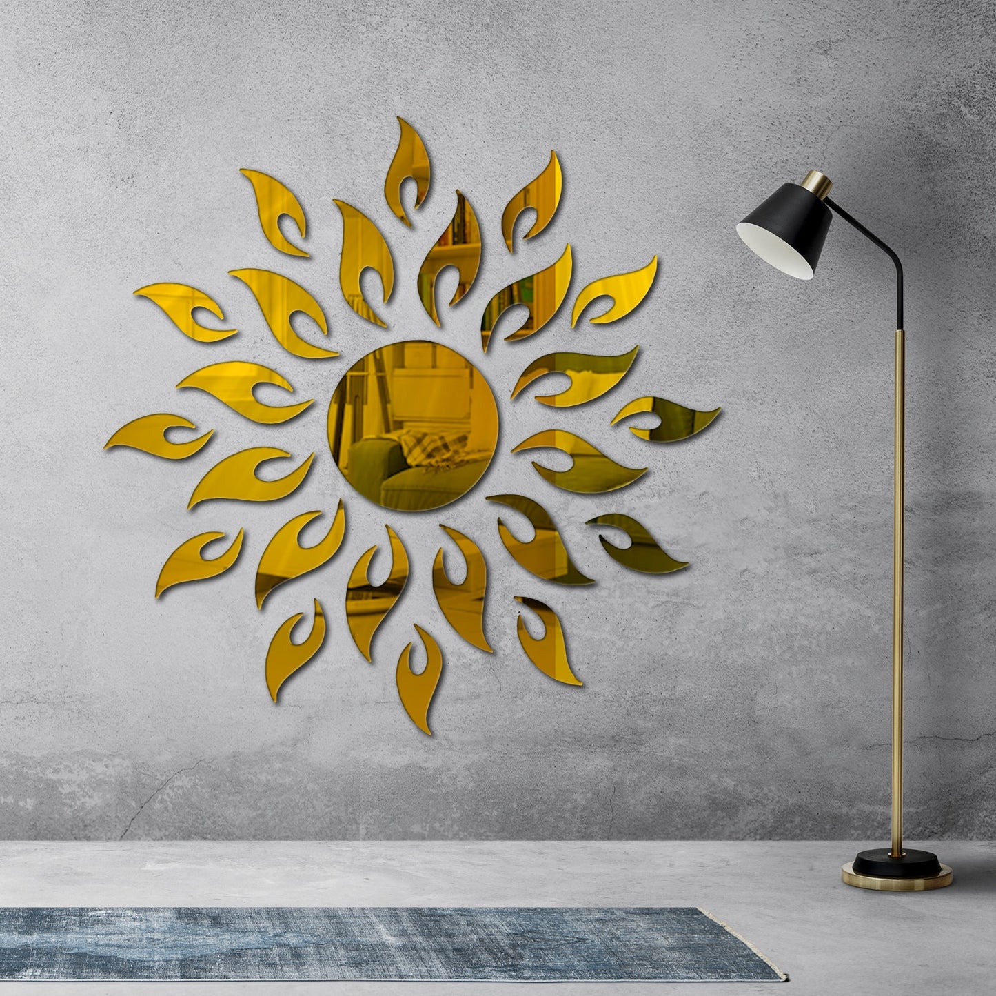 sun flower wall decal for decoration 3D Golden Mantra Wall Decor for Living Room Sanskrit Mantra Decor Acrylic self adhesive