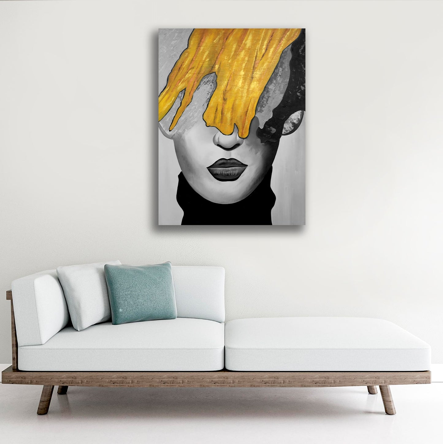 Abstract Canvas Painting A Beautiful Lady Frame for Living Room Wall Decoration