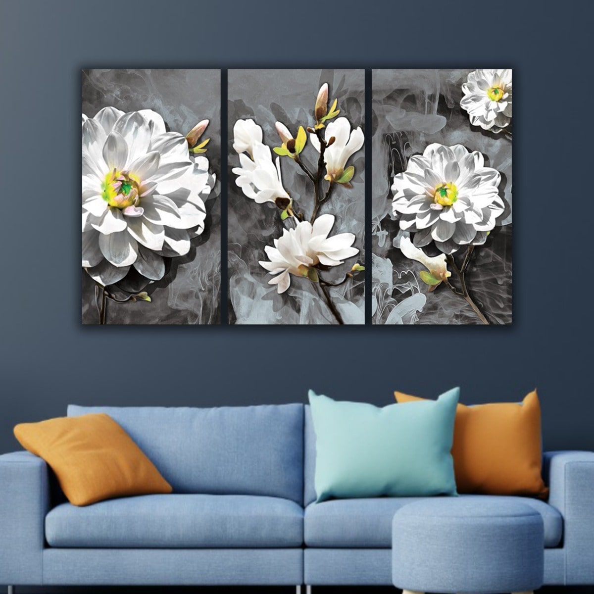 Canvas Painting Floral Art with Frame for Living Room Multipleframes