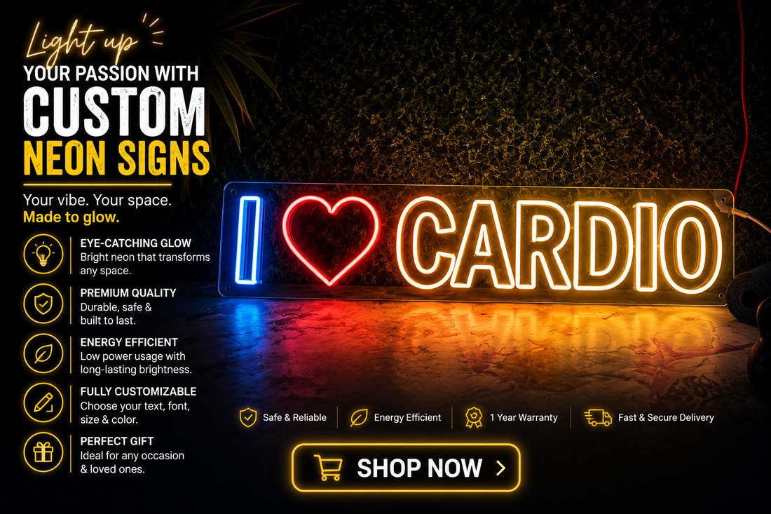 I Love Cardio Neon Sign – The Ultimate Fitness Studio Wall Decor Trend in India