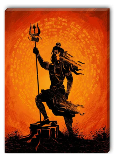 Lord Shiva painting with frame for living room wall decor
