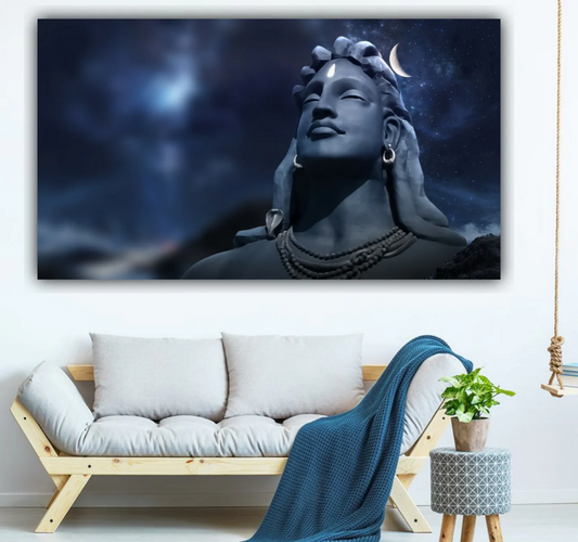 Lord Shiva Adiyogi Canvas Wall Frame for Wall Decor: A Beautiful Painting that Depicts Perfect Devotion