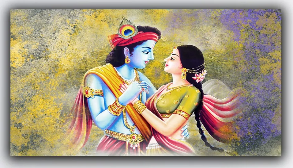 Radha Krishna Canvas Painting Wall Frame : A Beautiful Art to Buy